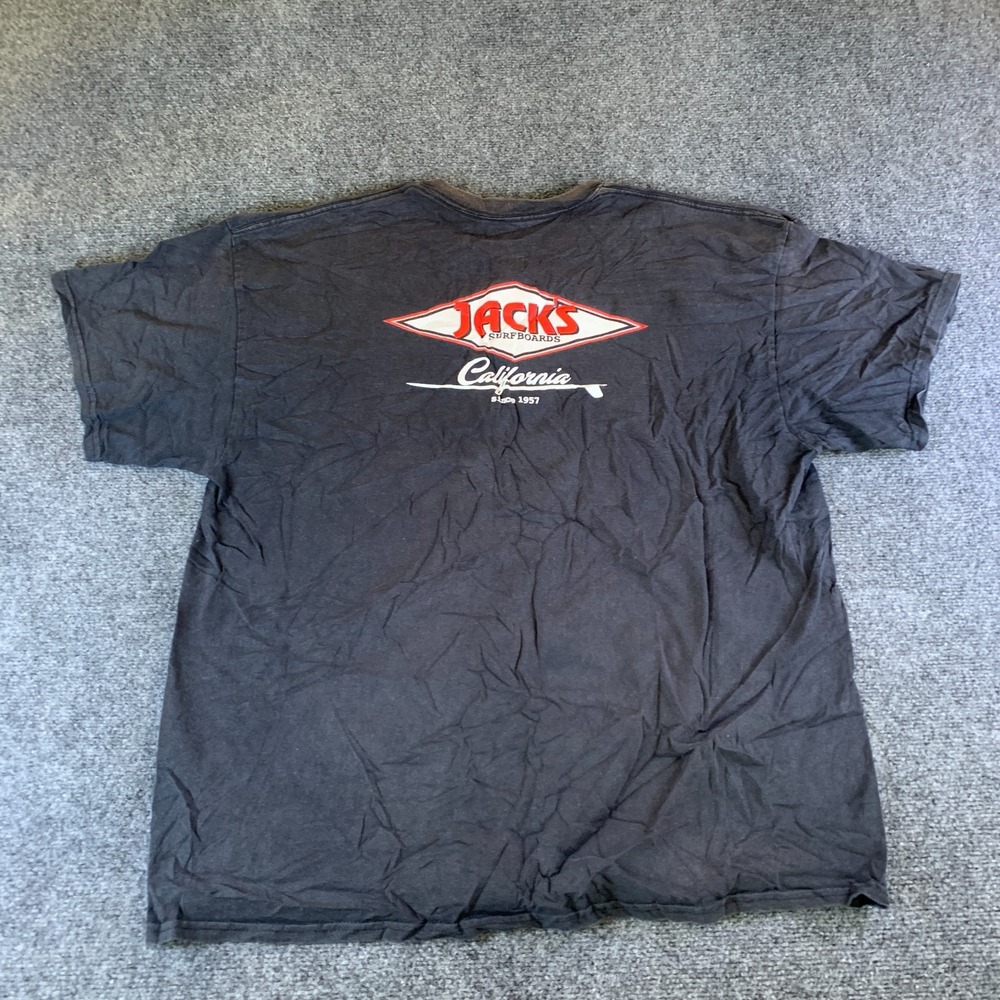 Jack's Surfboards California T Shirt Mens 2XL Black Graphic Cotton Short Sleeve